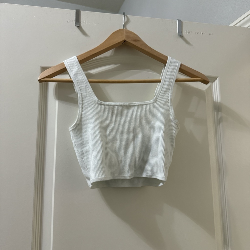 White Ribbed Women's Top